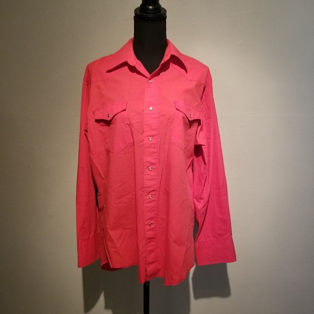 VINTAGE WRANGLER WESTERN COWBOY SHIRT 16 1/2 X LONGTAILS.   B30